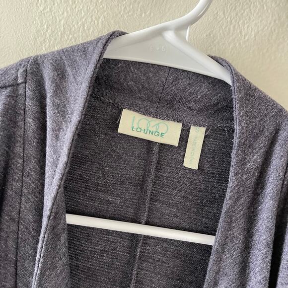 LOGO Lounge French Terry Cardigan Womens Small Purple Faux Suede Casual Layering - Picture 6 of 9